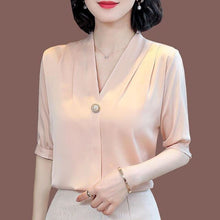 Load image into Gallery viewer, Chiffon Blouse Women 2021 Summer Chiffon Shirts Blouse Tops Fashion Casual V-Neck short  sleeve Blouses Femme Blusa