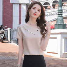 Load image into Gallery viewer, Chiffon Blouse Women 2021 Summer Chiffon Shirts Blouse Tops Fashion Casual V-Neck short  sleeve Blouses Femme Blusa plus size