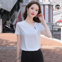 Load image into Gallery viewer, Chiffon Blouse Women 2021 Summer Chiffon Shirts Blouse Tops Fashion Casual V-Neck short  sleeve Blouses Femme Blusa plus size