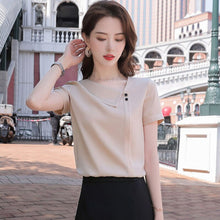 Load image into Gallery viewer, Chiffon Blouse Women 2021 Summer Chiffon Shirts Blouse Tops Fashion Casual V-Neck short  sleeve Blouses Femme Blusa plus size