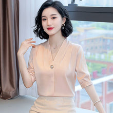 Load image into Gallery viewer, Chiffon Blouse Women 2021 Summer Chiffon Shirts Blouse Tops Fashion Casual V-Neck short  sleeve Blouses Femme Blusa
