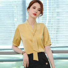 Load image into Gallery viewer, Chiffon Blouse Women 2021 Summer Chiffon Shirts Blouse Tops Fashion Casual V-Neck short  sleeve Blouses Femme Blusa plus size