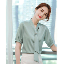 Load image into Gallery viewer, Chiffon Blouse Women 2021 Summer Chiffon Shirts Blouse Tops Fashion Casual V-Neck short  sleeve Blouses Femme Blusa plus size