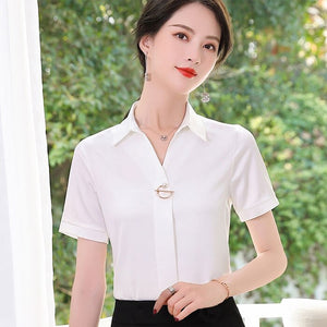 Chiffon Blouse Women 2021 Summer Chiffon Shirts Blouse Tops Fashion Casual V-Neck short  sleeve Blouses Femme Blusa plus size