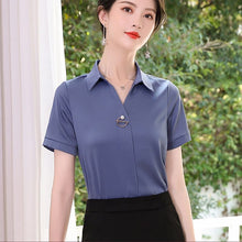 Load image into Gallery viewer, Chiffon Blouse Women 2021 Summer Chiffon Shirts Blouse Tops Fashion Casual V-Neck short  sleeve Blouses Femme Blusa plus size