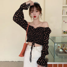 Load image into Gallery viewer, Chiffon Blouse Women Print Color Square Collar Long Sleeve Ruffles Clothes Elegant Street Style Belt Tops For Female