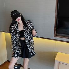 Load image into Gallery viewer, Chiffon suit collar jacket female summer thin zebra pattern loose sunscreen top tide top blouse