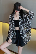 Load image into Gallery viewer, Chiffon suit collar jacket female summer thin zebra pattern loose sunscreen top tide top blouse