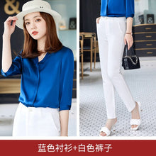 Load image into Gallery viewer, Chiffon white French shirt women's new 2021 summer V-neck top design
