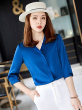 Load image into Gallery viewer, Chiffon white French shirt women's new 2021 summer V-neck top design