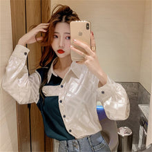 Load image into Gallery viewer, Chikichi 2021Spring and Autumn New Style Korean Fashion Elegant Satin Stitching Contrast Color Casual Long-sleeved Shirt Women