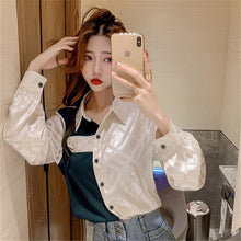 Load image into Gallery viewer, Chikichi 2021Spring and Autumn New Style Korean Fashion Elegant Satin Stitching Contrast Color Casual Long-sleeved Shirt Women