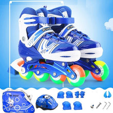 Load image into Gallery viewer, Children Adjustable Skates Roller Skates Boy&#39;s Girl&#39;s Full Set Kids Inline Skates Combo Set 4 Wheels Flash Skates Shoes ролики