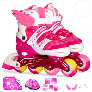 Children Adjustable Skates Roller Skates Boy's Girl's Full Set Kids Inline Skates Combo Set 4 Wheels Flash Skates Shoes ролики