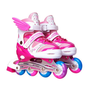 Children Adjustable Skates Roller Skates Boy's Girl's Full Set Kids Inline Skates Combo Set 4 Wheels Flash Skates Shoes ролики