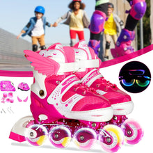 Load image into Gallery viewer, Children Adjustable Skates Roller Skates Boy&#39;s Girl&#39;s Full Set Kids Inline Skates Combo Set 4 Wheels Flash Skates Shoes ролики