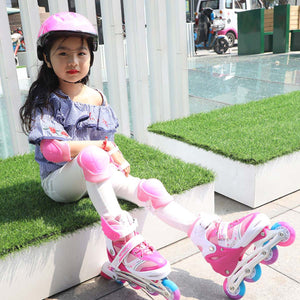 Children Adjustable Skates Roller Skates Boy's Girl's Full Set Kids Inline Skates Combo Set 4 Wheels Flash Skates Shoes ролики