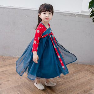 Children Girls Chinese Traditional Tang Suit Baby Kids Hanfu Dress Festival Stage Performance Korean Japanese Kimono Outfits Set