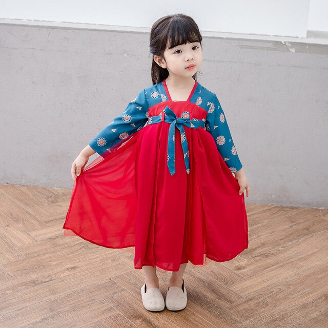 Children Girls Chinese Traditional Tang Suit Baby Kids Hanfu Dress Festival Stage Performance Korean Japanese Kimono Outfits Set