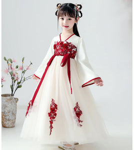 Children Top + Skirt Hanfu Oriental Chinese Style Retro Hanfu Cosplay Kids Tang Suit Princess Traditional Chinese Girl Dress