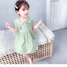 Load image into Gallery viewer, Children&#39;s 2021 New Summer Dress Baby Dress Princess Girl&#39;s Skirt Children&#39;s Outdoor Cute Solid Color Cotton Short Sleeve Skirt