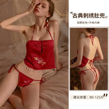 Load image into Gallery viewer, Chinaese Retro Style Three Point Underwear Set Sexy  Bellyband Lingerie Set Cosplay Costumes Chest Harness  Bondage Harness Bra