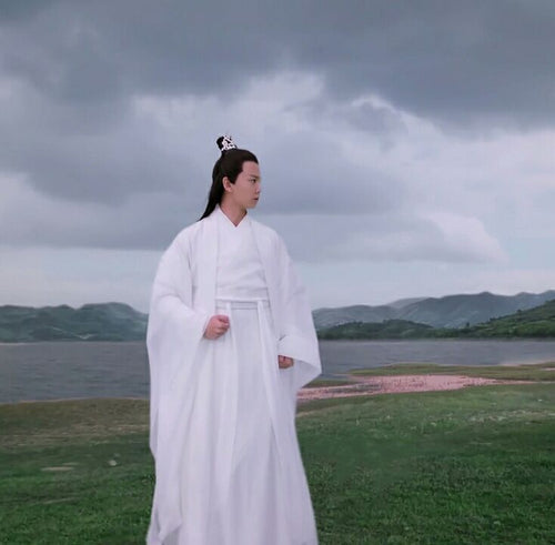 Chinese Ancient Tradition Hanfu Men Fantasia Male Cosplay Ancient Scholars&Swordsman Costume Vintage White Hanfu Sets For Men