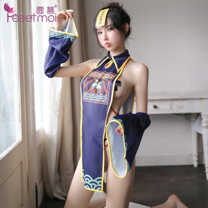 Chinese Classical Zombie Uniform Sexy Crane Pattern Hollow Erotic Lingerie Sexy Lingerie Women Halloween Costumes Maid Cosplay