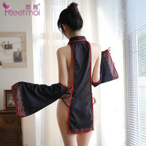 Chinese Classical Zombie Uniform Sexy Crane Pattern Hollow Erotic Lingerie Sexy Lingerie Women Halloween Costumes Maid Cosplay