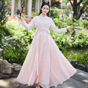 Chinese Folk Dance Hanfu Tang Dynasty Princess Cosplay Stage Wear Traditional Women Pink Outfit Costume Fairy Hanfu Dress