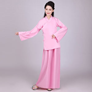 Chinese Folk National Hanfu Outfit Night Suits For Women Sleepwear Two Piece Set Tops Skirt Pants Pajamas Tang Dynasty Costume