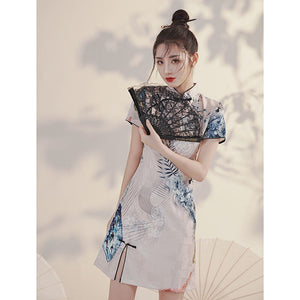 Chinese Qipao Improved Cheongsam 2021 New Female Summer Young Girl National Trend Women's Small Short National Style Dress