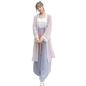 Chinese Traditional Ancient Hanfu Costumes Classical Tang Dynasty Princess Hanfu Dress Embroidery 3PCS Retro Folk Dance Suit