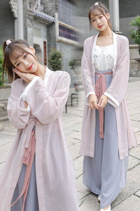 Chinese Traditional Ancient Hanfu Costumes Classical Tang Dynasty Princess Hanfu Dress Embroidery 3PCS Retro Folk Dance Suit