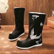 Load image into Gallery viewer, Chinese Traditional Hanfu Bow Boots For Men&amp;Women Cloth Boots Hanfu Shoes Couples Black Hanfu Soap Boots For Men Women 35-44#