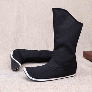Chinese Traditional Hanfu Bow Boots For Men&Women Cloth Boots Hanfu Shoes Couples Black Hanfu Soap Boots For Men Women 35-44#