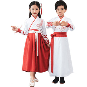 Chinese Traditional Tang Dynasty Hanfu Girl Party Dress Kids Uniforms Children Performance Stage Clothing Set Boy Dance Costumes