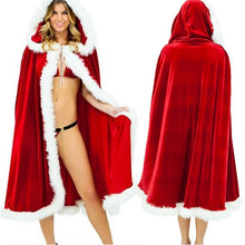 Load image into Gallery viewer, Christmas Cloak 3 Size Red Velvet Hooded Cape Winter Warm Overcoat Sexy Santa Cosplay Costumes Women Carnival Party Clubwear