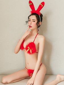 Christmas Erotic Cosplay Anime Hollow Out Uniform Temptation Strappy Dress Corset BDSM Hair Hoop Sexy Lingerie Lace Stocking