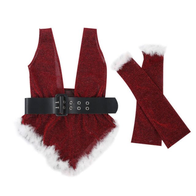 Christmas Erotic Underwear Sets Sexy Lingerie Women Belted Bodysuit Babydoll Sleepwear Gloves Anime Cosplay Exotic Costumes