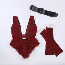 Load image into Gallery viewer, Christmas Erotic Underwear Sets Sexy Lingerie Women Belted Bodysuit Babydoll Sleepwear Gloves Anime Cosplay Exotic Costumes