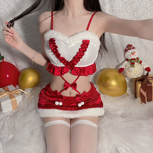 Christmas Gift Jumpsuits Night Dress Women Lace Sleepwear Bunny Girl Velvet Nightgown Pamajas Sexy Lingerie Camisole Sleep Tops