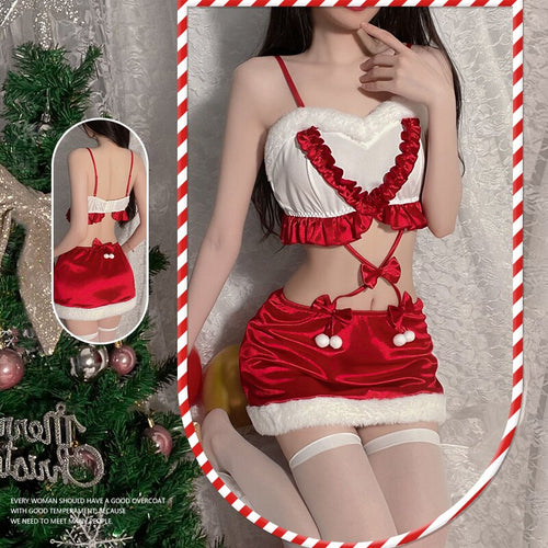 Christmas Gift Jumpsuits Night Dress Women Lace Sleepwear Bunny Girl Velvet Nightgown Pamajas Sexy Lingerie Sleep Tops Camisole