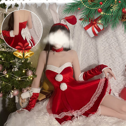 Christmas Gift Princess Night Dress Women Sleepwear Bunny Girl Velvet Nightgown Party Cosplay Sexy Lingerie Camisole Sleep Tops