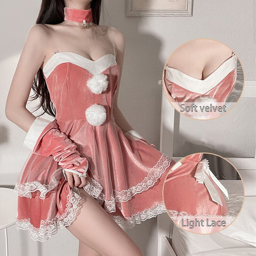 Christmas Gift Princess Night Dress Women Sleepwear Bunny Girl Velvet Nightgown Party Cosplay Sexy Lingerie Camisole Sleep Tops