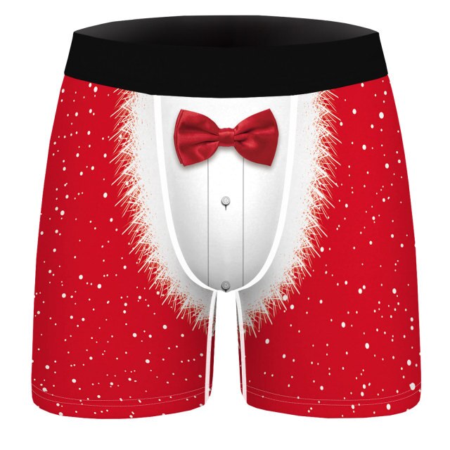Christmas Printed Funny Underwear for Sexy Mans Boxers Mens Holiday Underpants Male New Year's Panties Shorts Trunks Homme