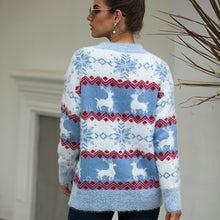 Load image into Gallery viewer, Christmas Sweater Women Winter Warm Snowflake Fawn Sweater Casual Sweet O Neck Pullover Knitted Tops New Year  Fashion Clothes