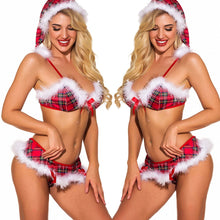 Load image into Gallery viewer, Christmas Underwear Women Set Sexy Dress Lingerie Set Costume School Girl Bralette Crop Top Women Lace Cami Bra