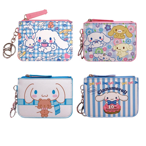 Cinnamoroll Coin Bag Wallet Certificate Cover Keychain Student School Card Meal Cartoon Cover Cute Coin Purse Keychain Pendant