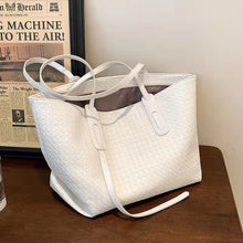 Load image into Gallery viewer,   Clássico tecer designer tote saco de alta capacidade bolsas de couro do plutônio para as mulheres  marca feminina viagem gra